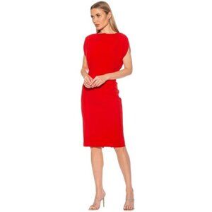 Alexia Admor Gianna Draped‎ off Boatneck Dress in Red, Size L